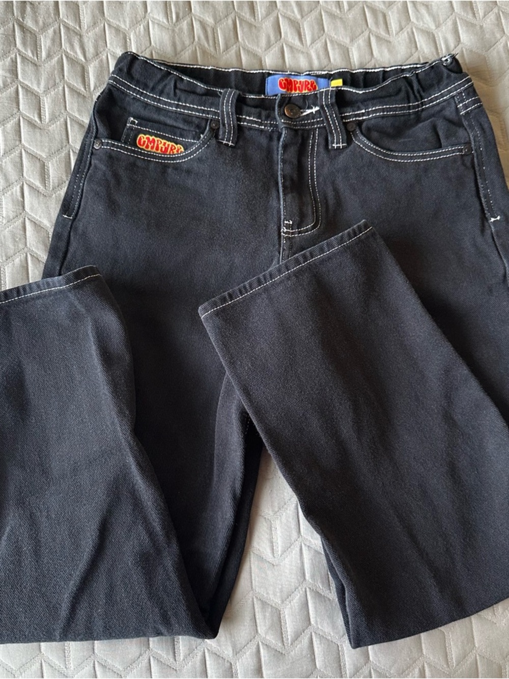 Empyre Black Kids Straight-Leg Jeans with Contrast Stitching